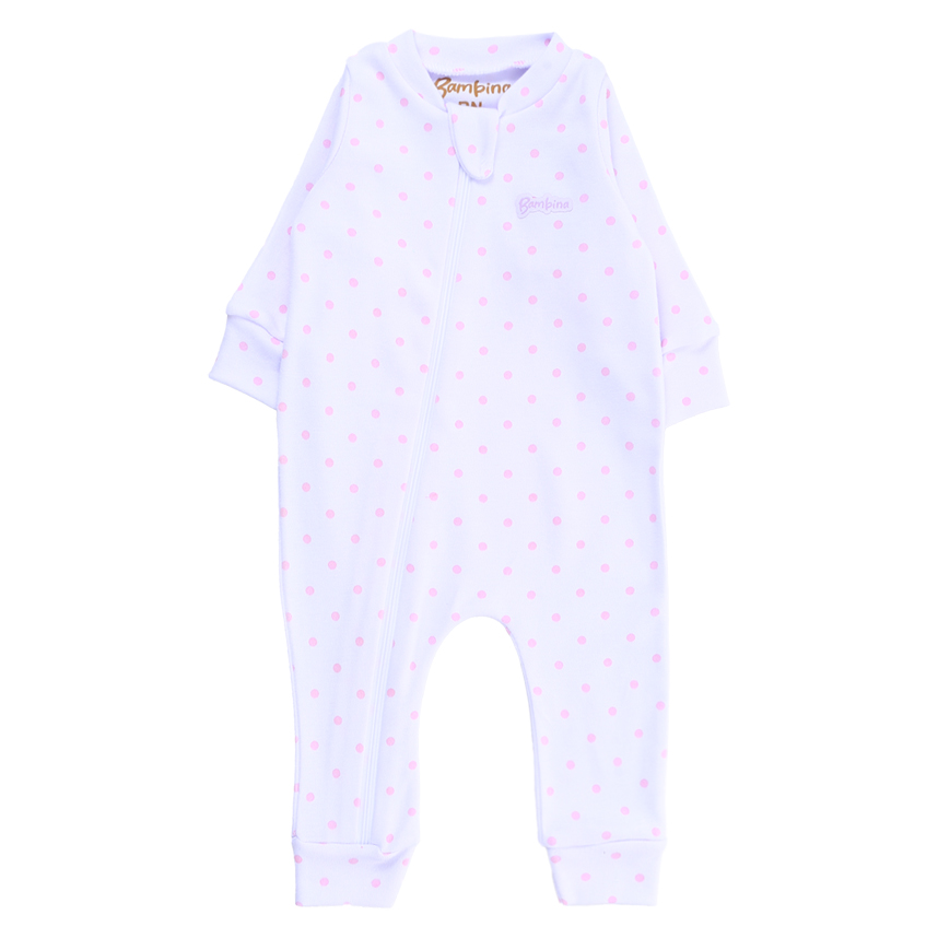 Macacão Longo Bebê Bambino Estampa Poá Em Suedine