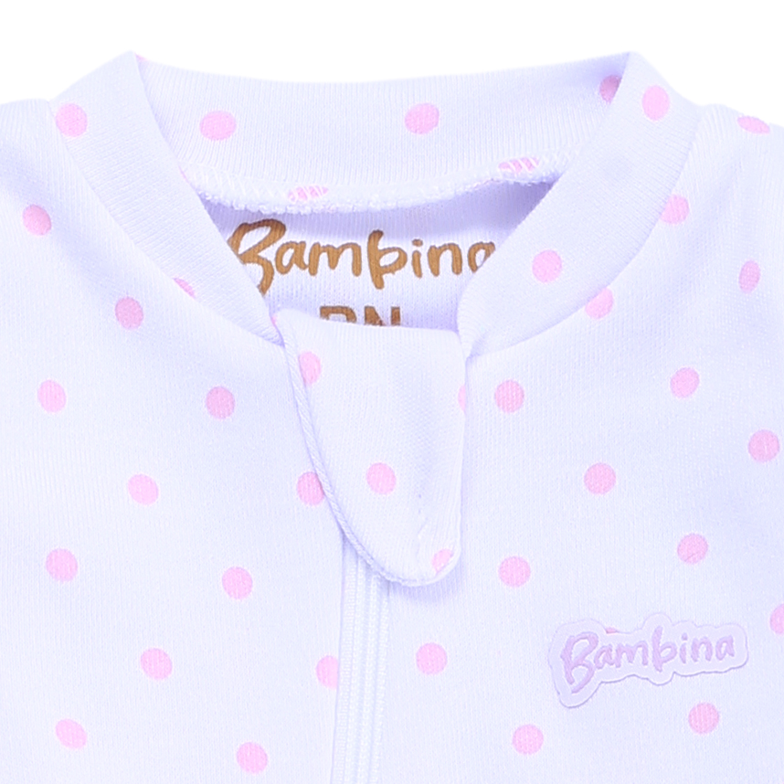 Macacão Longo Bebê Bambino Estampa Poá Em Suedine Macacão Longo Bebê Bambino Estampa Poá Em Suedine