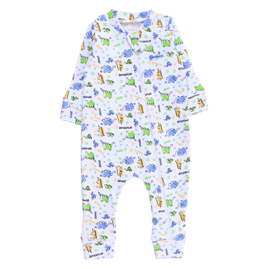 Macacão Longo Bebê Bambino Estampa Dinossauro Em Suedine