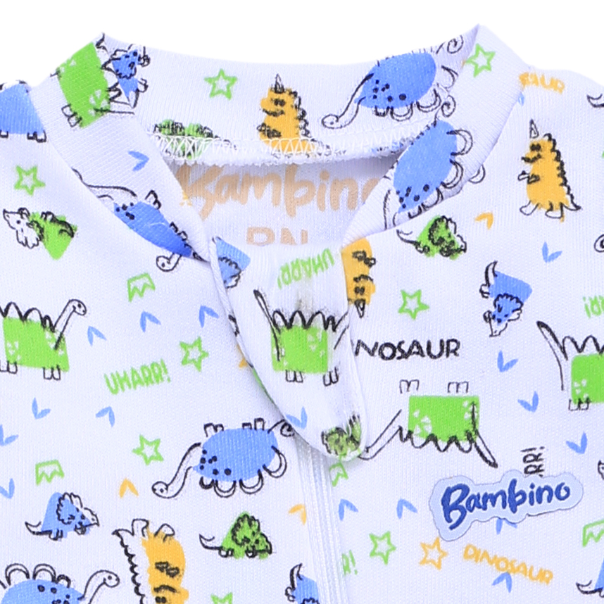 Macacão Longo Bebê Bambino Estampa Dinossauro Em Suedine Macacão Longo Bebê Bambino Estampa Dinossauro Em Suedine