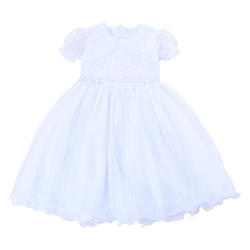 Vestido Infantil Menina Bonita Pala Bordada E Cinto Pérola