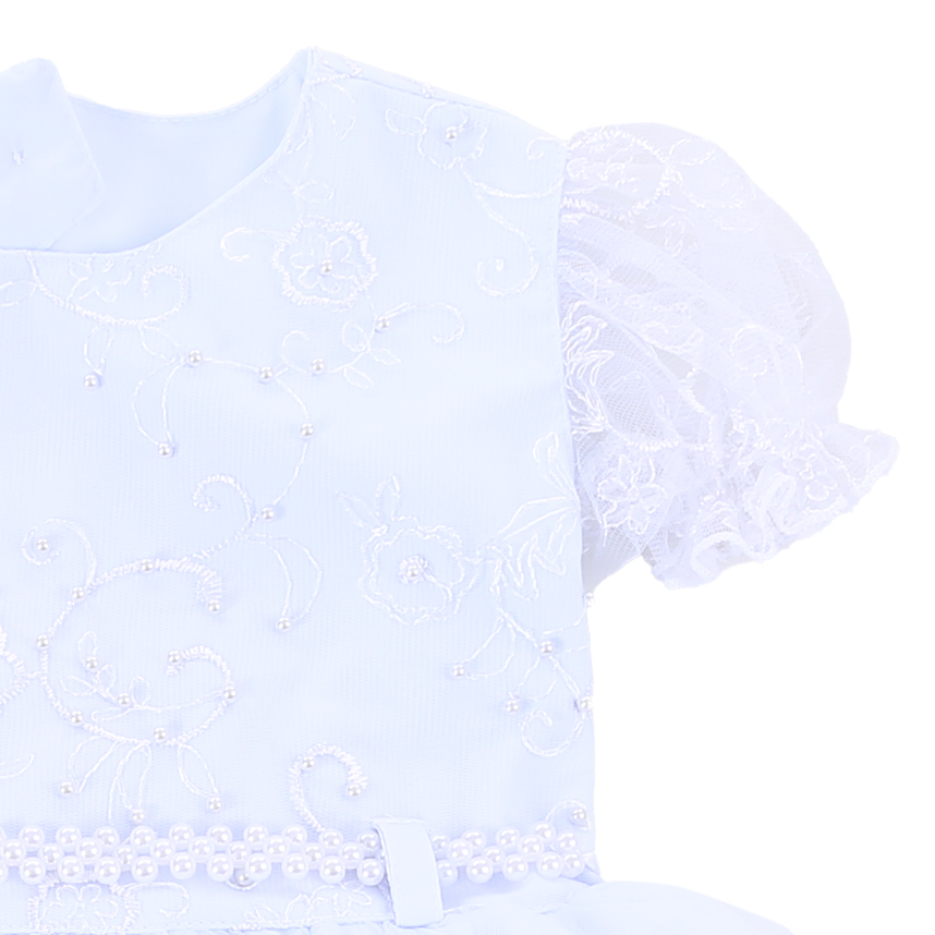 Vestido Infantil Menina Bonita Pala Bordada E Cinto Pérola