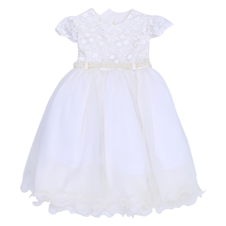 Vestido Infantil Menina Bonita Pala Rendada E Cinto Pérola