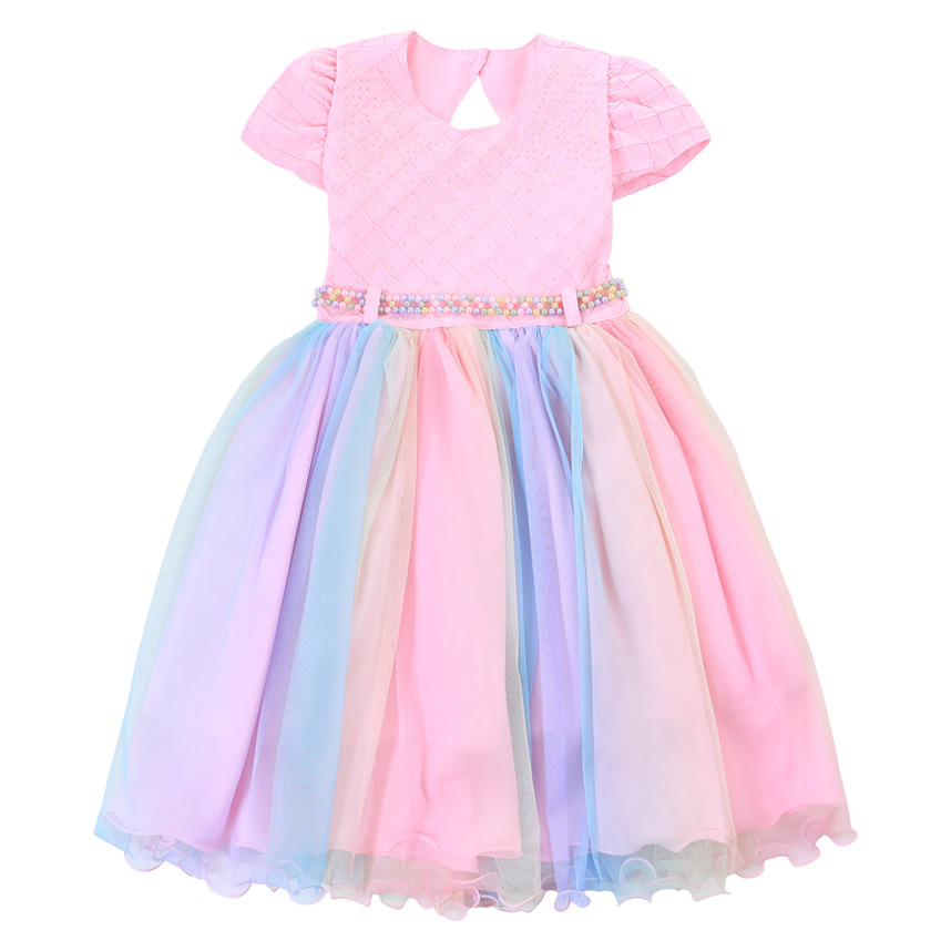 Vestido Infantil Menina Bonita Borboleta E Saia Arco Íris