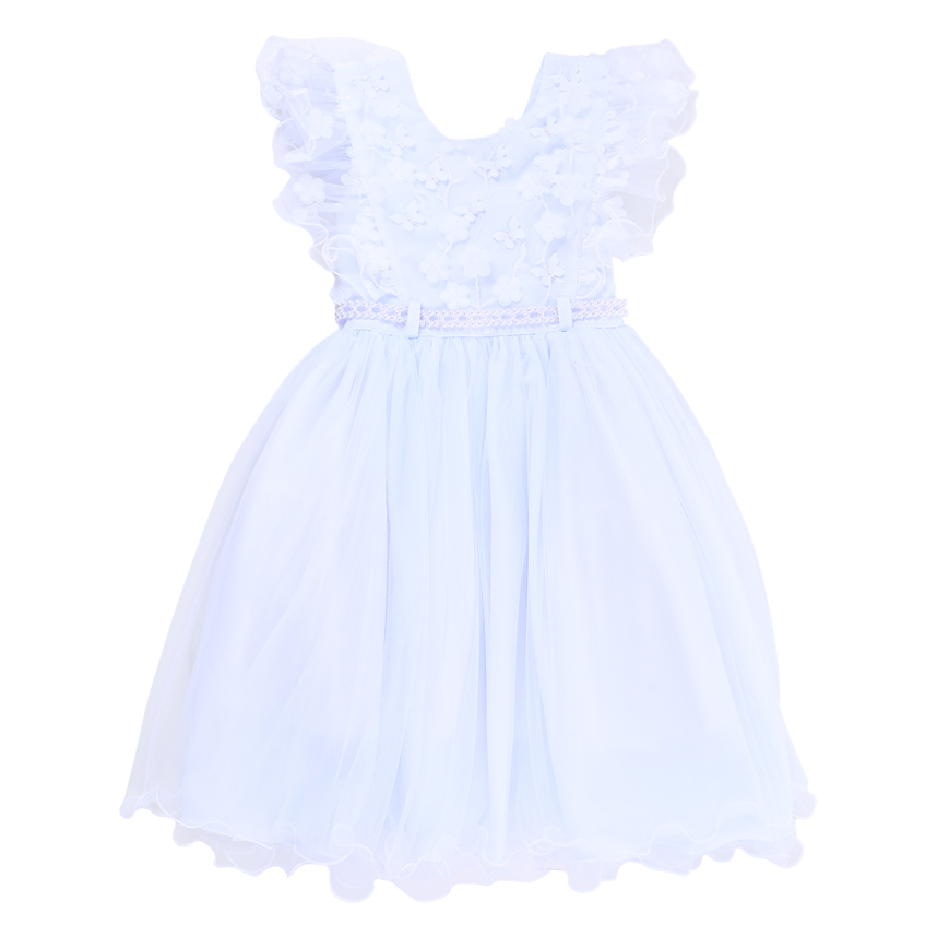 Vestido Infantil Menina Bonita Pala Flor E Cinto Pérola