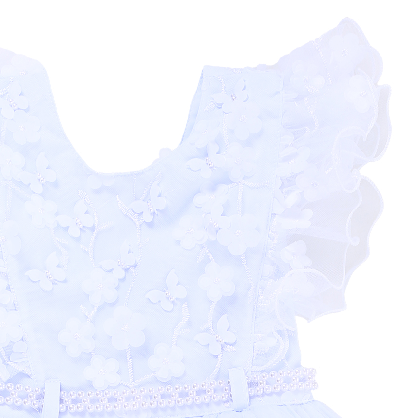 Vestido Infantil Menina Bonita Pala Flor E Cinto Pérola