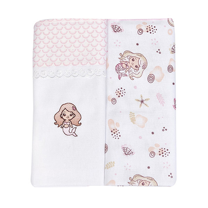 Kit Cueiro Cia Do Neném Bordado Sereia 2 Peças