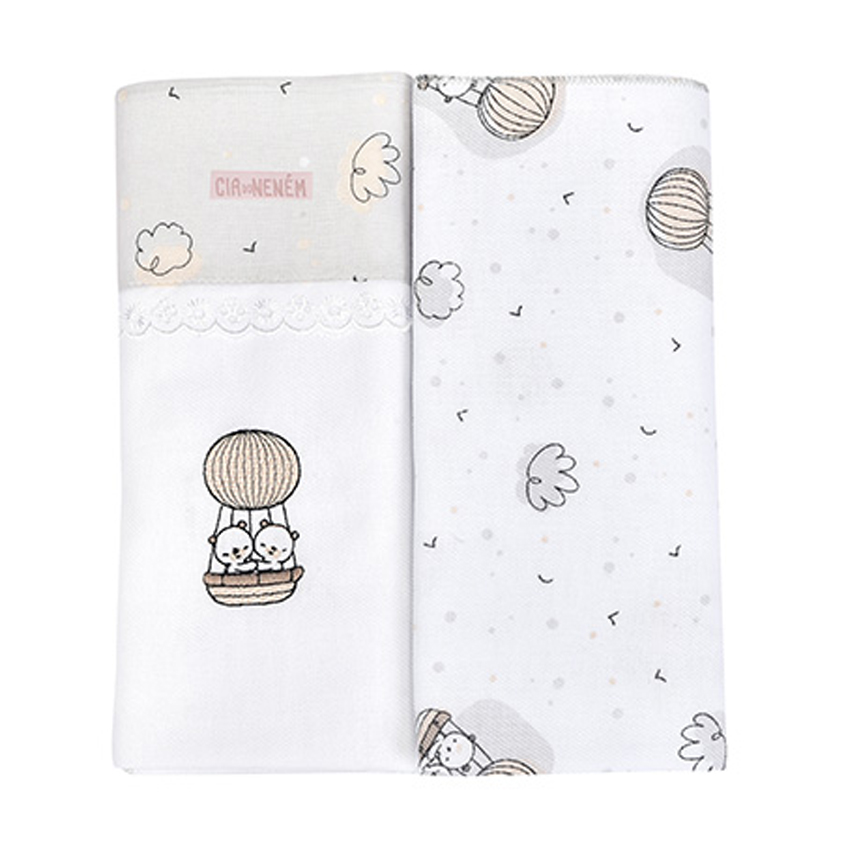 Kit Cueiro Cia Do Neném Bordado Urso 2 Peças