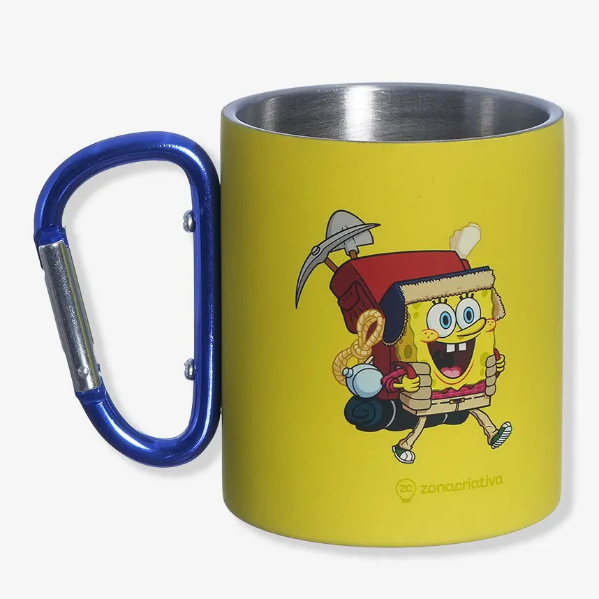 Caneca Mosquetão Infantil Zona Criativa Bob Esponja 300 ml