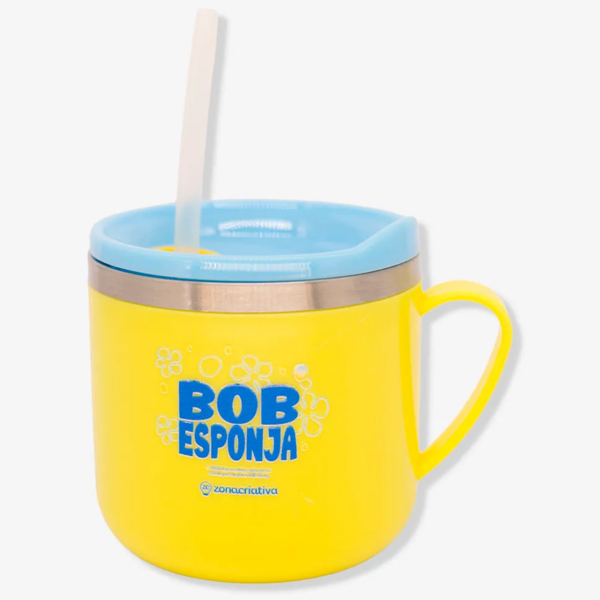 Caneca Flip Infantil Zona Criativa Bob Esponja 250 ml