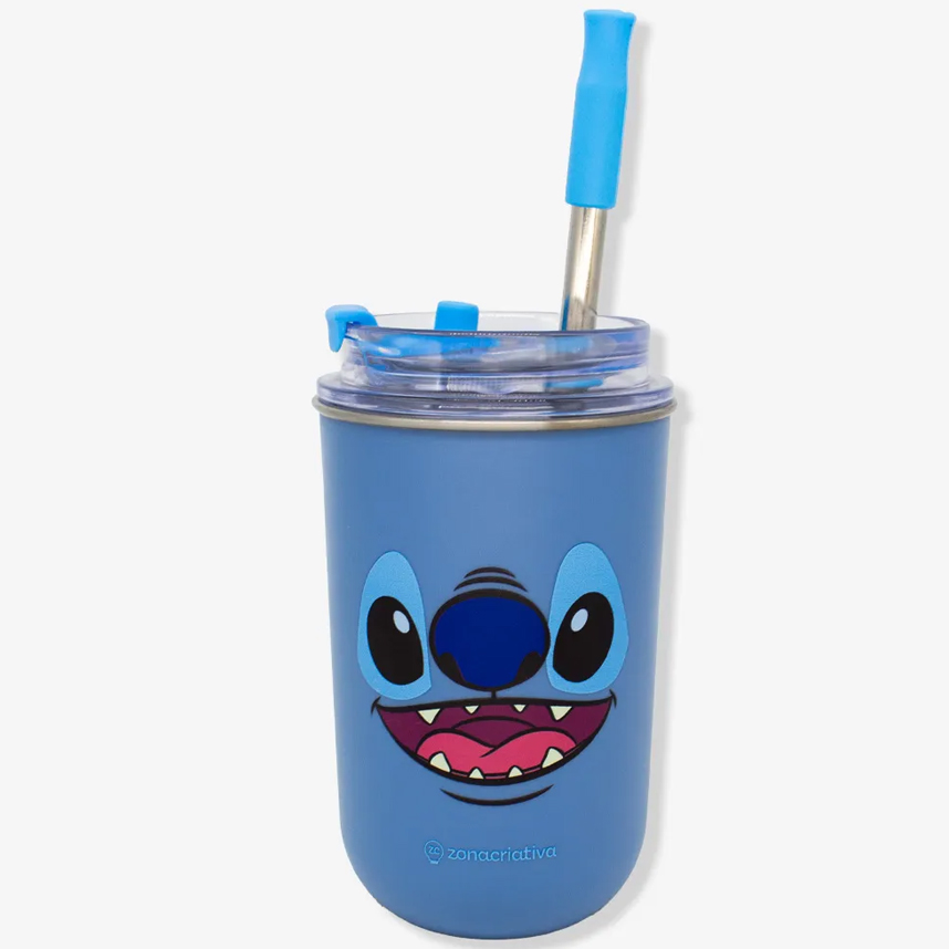 Copo Neo Zona Criativa Com Canudo Stitch 300 ml