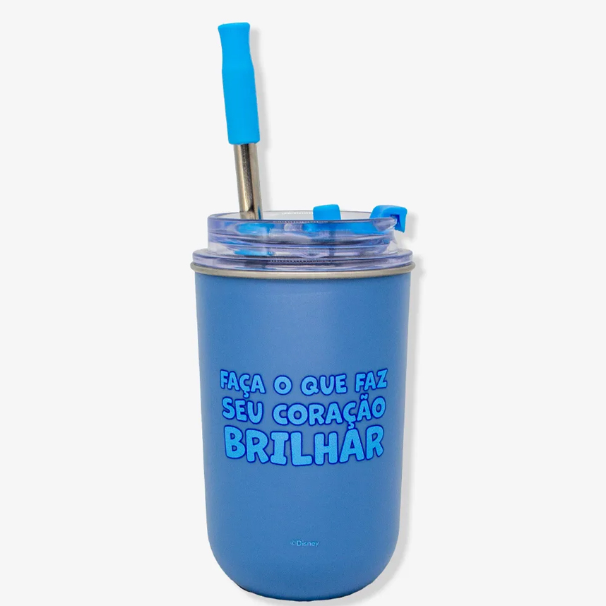 Copo Neo Zona Criativa Com Canudo Stitch 300 ml