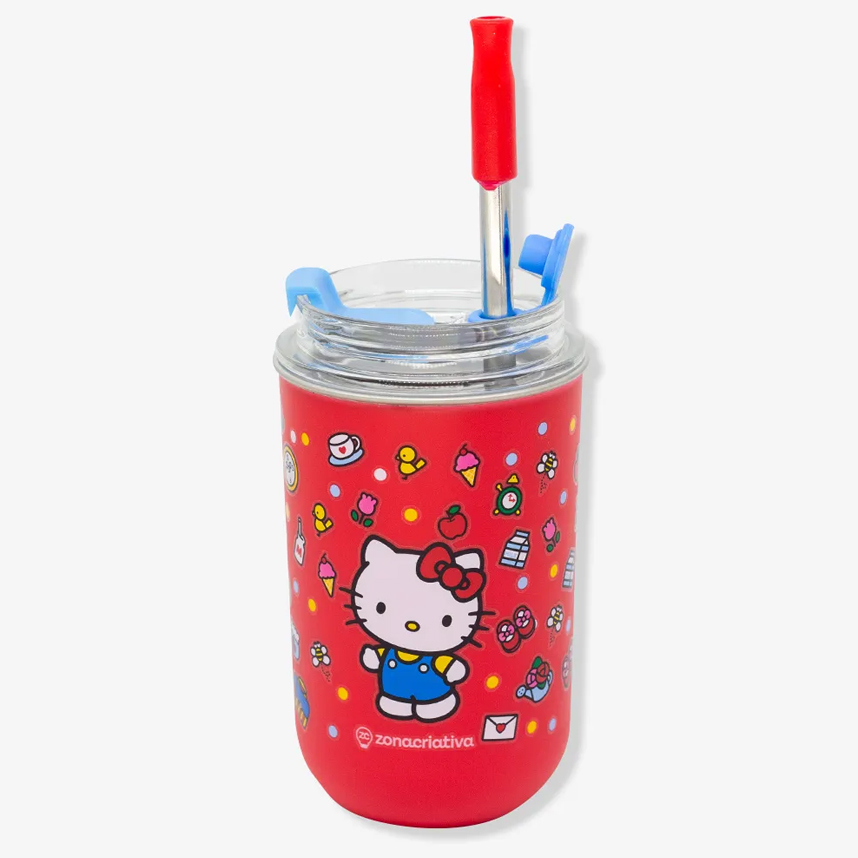 Copo Neo Zona Criativa Com Canudo Hello Kitty 300 ml