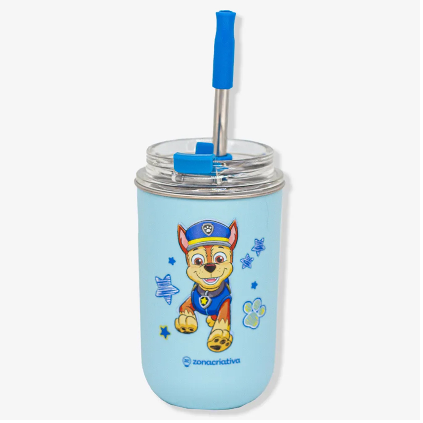 Copo Neo Zona Criativa Com Canudo Chase 300 ml