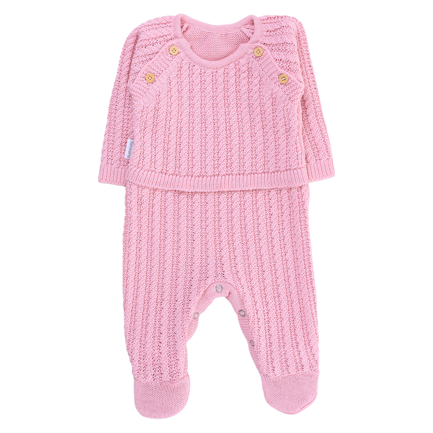 Saída Maternidade Ternura Macação Trabalhado Tricô 2 Peças