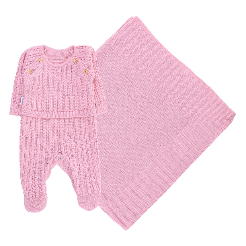 Saída Maternidade Ternura Macação Trabalhado Tricô 2 Peças