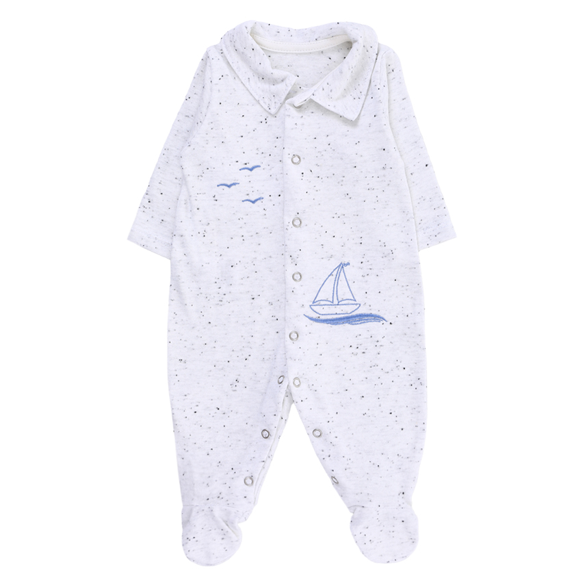 Saída Maternidade Ternura Menino Bordado Barco 2 Peças