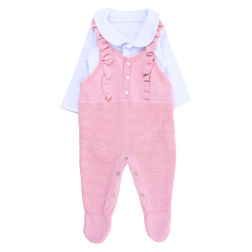 Macacão Longo Fofinho Menina Body E Jardineira 2 Peças