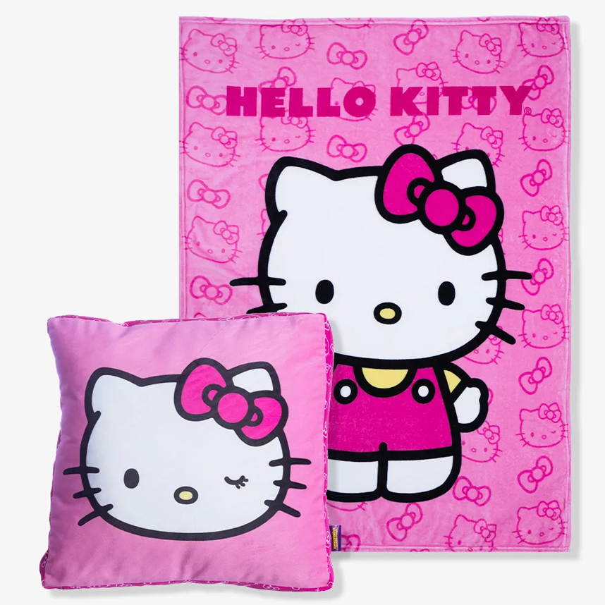 Almofada Infantil Zona Criativa + Manta Hello Kitty