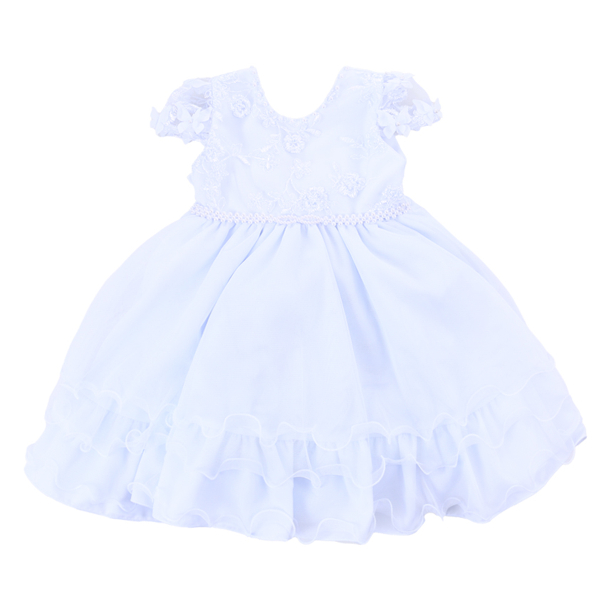 Vestido Infantil Nelu Pala Bordada Aplique Borboletas
