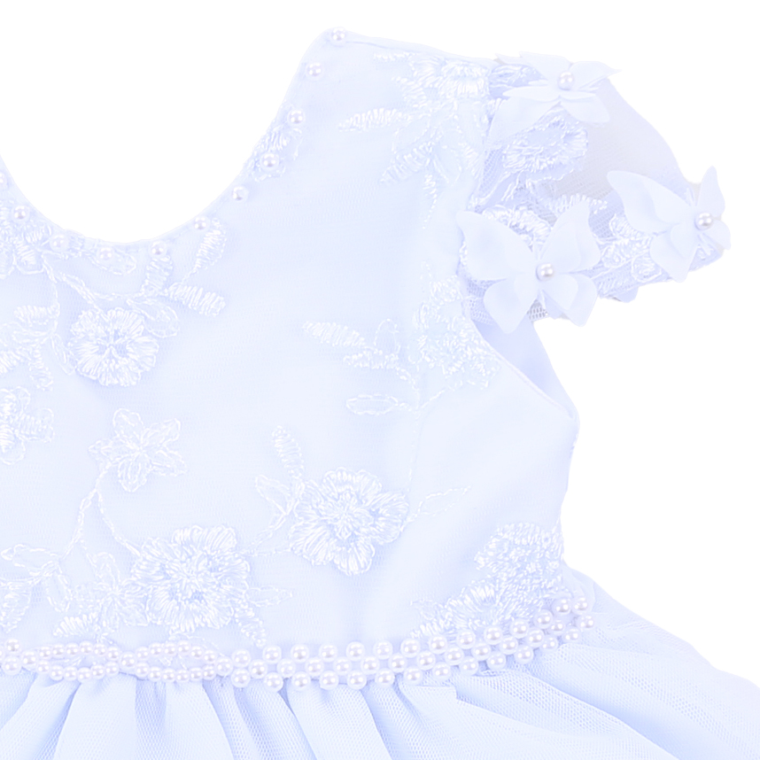 Vestido Infantil Nelu Pala Bordada Aplique Borboletas