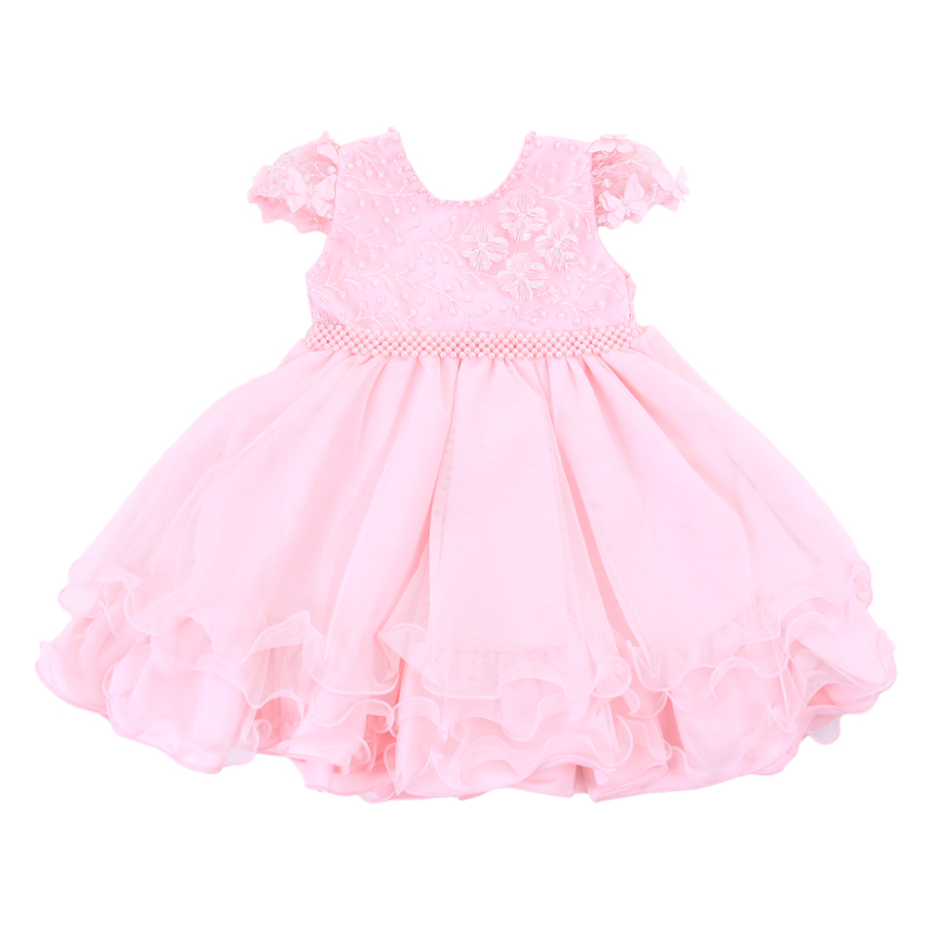 Vestido Infantil Nelu Bordado Com Aplique Borboletas