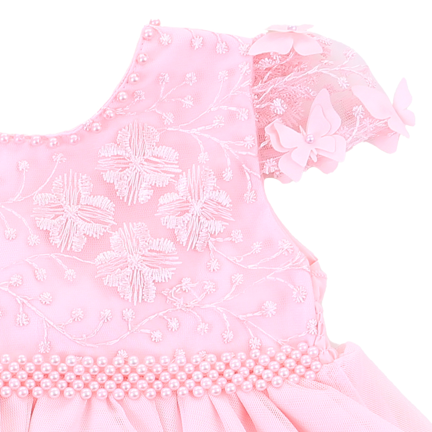 Vestido Infantil Nelu Bordado Com Aplique Borboletas