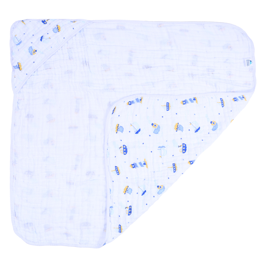 Toalha Soft Com Capuz Cia Do Neném Estampa Barco