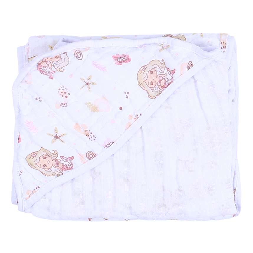 Toalha Soft Com Capuz Cia Do Neném Estampa Sereia