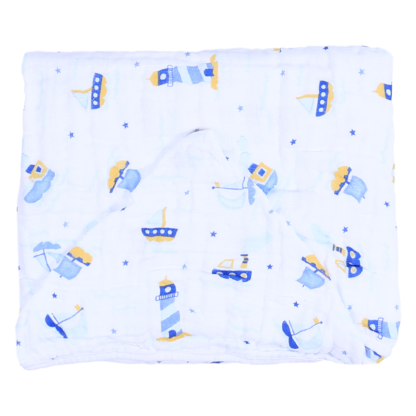 Toalhão Soft Com Capuz Cia Do Neném Estampa Barco