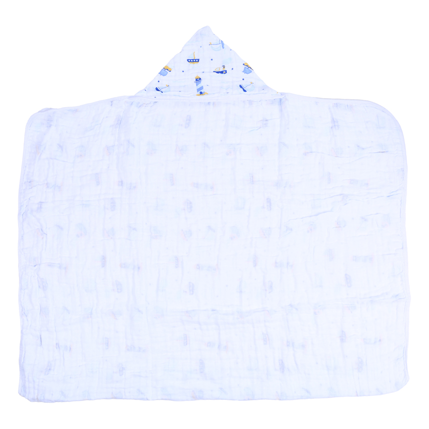 Toalhão Soft Com Capuz Cia Do Neném Estampa Barco