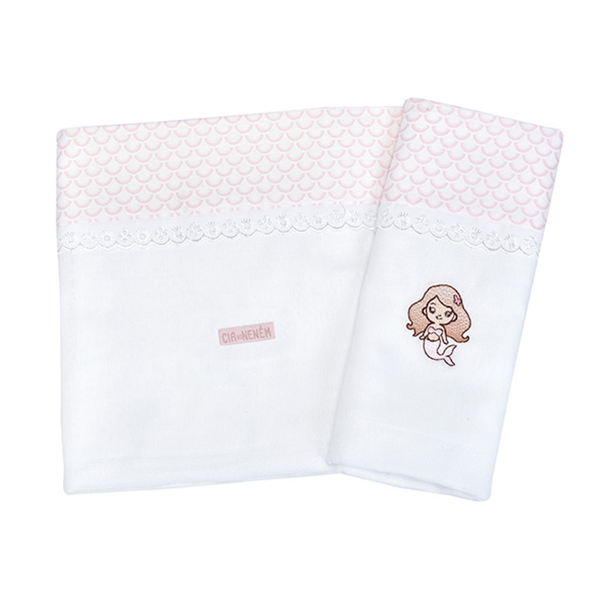 Toalha Fralda Cia Do Neném Bordado Sereia