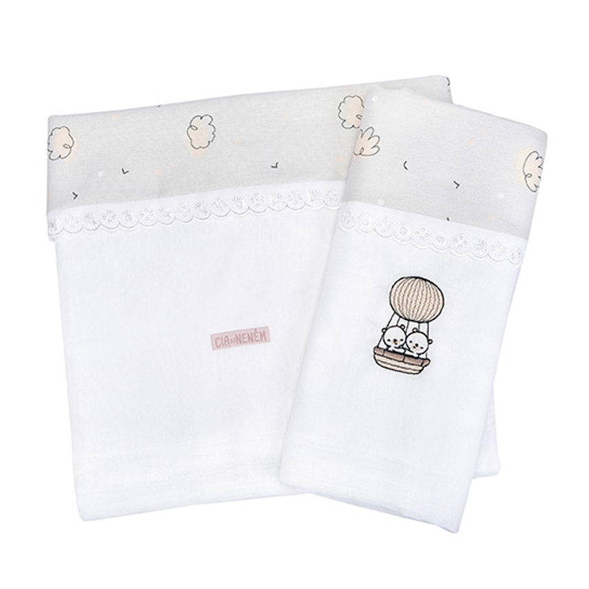 Toalha Fralda Cia Do Neném Bordado Urso 2 Peças