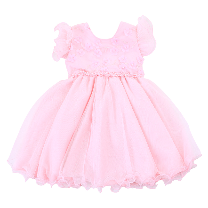 Vestido Infantil Nelu Bordado Com Aplique Flores