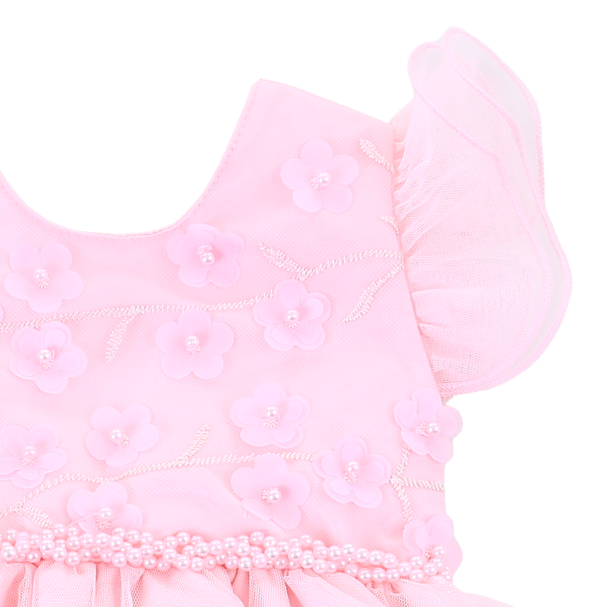 Vestido Infantil Nelu Bordado Com Aplique Flores
