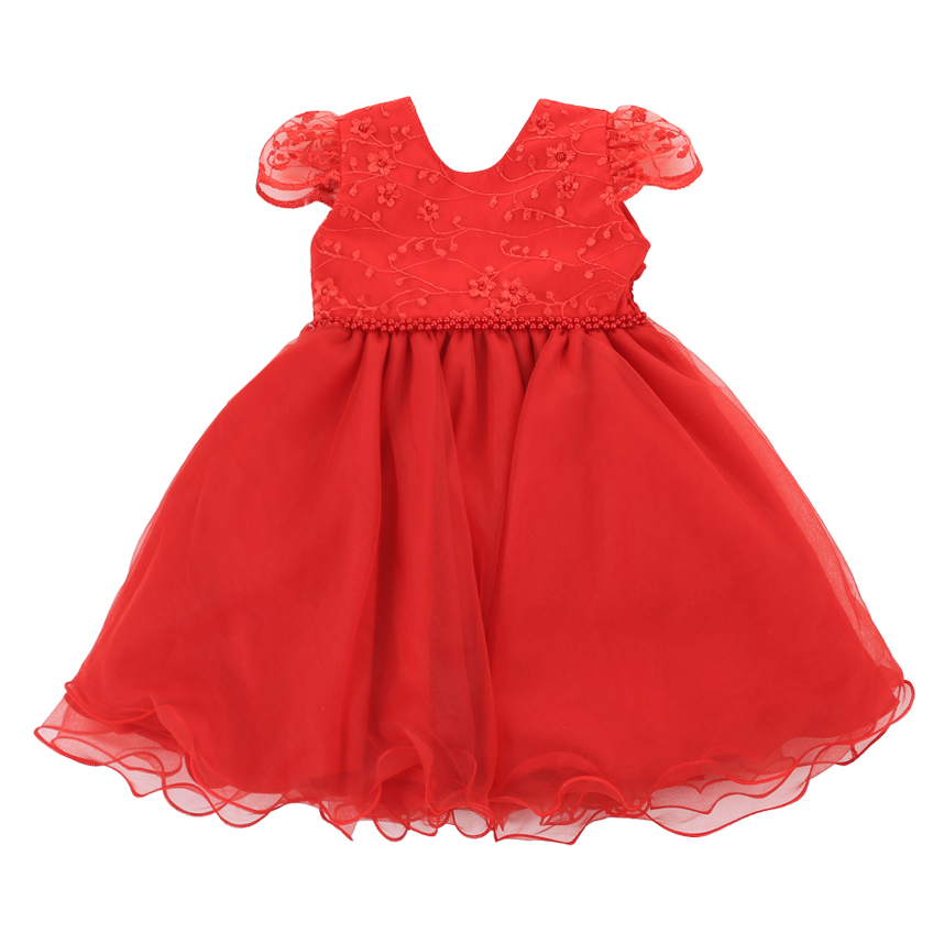 Vestido Infantil Nelu Bordado Flores E Ramos Saia Babados