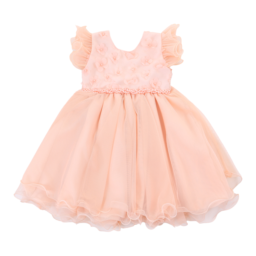 Vestido Infantil Nelu Bordado Com Aplique Flores