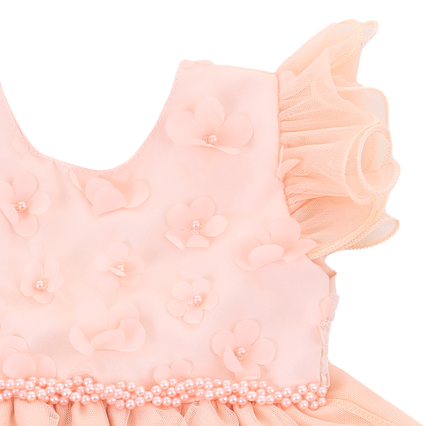 Vestido Infantil Nelu Bordado Com Aplique Flores