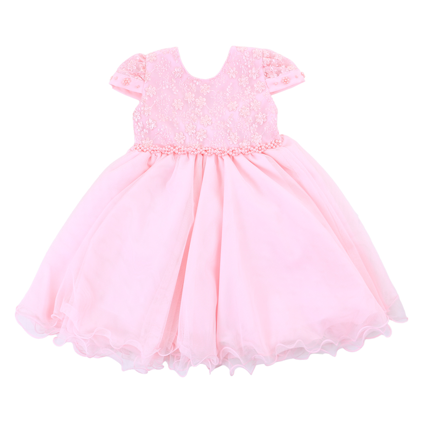 Vestido Infantil Nelu Bordado Flores E Saia Godê