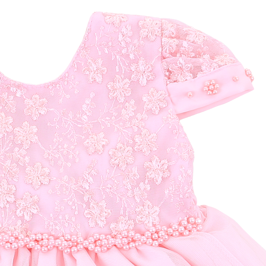 Vestido Infantil Nelu Bordado Flores E Saia Godê