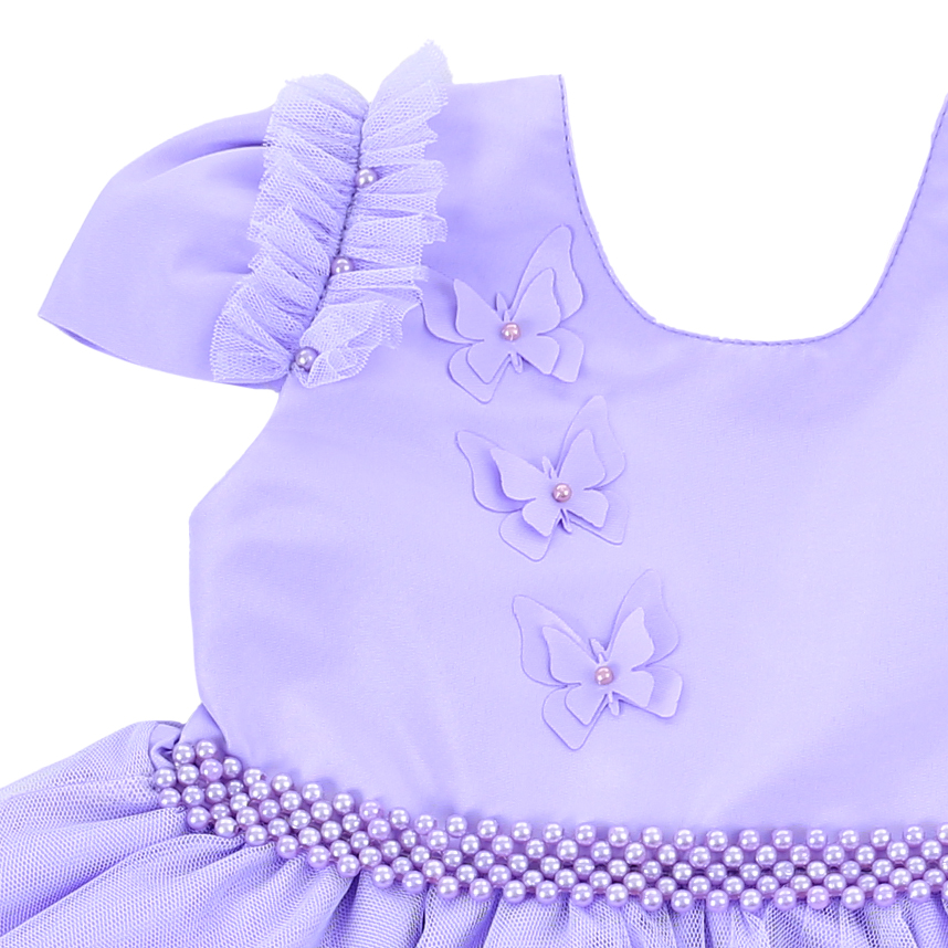 Vestido Infantil Nelu Aplique Borboletas E Saia Babados