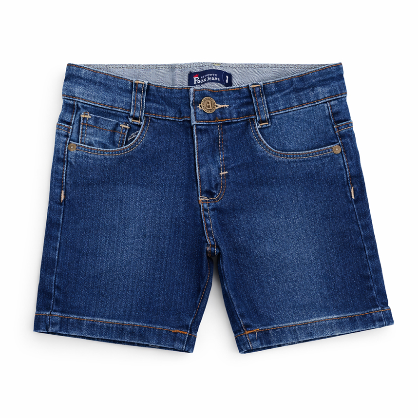 Bermuda Jeans Infantil Faos Used Com Botão E Bolso Frontal