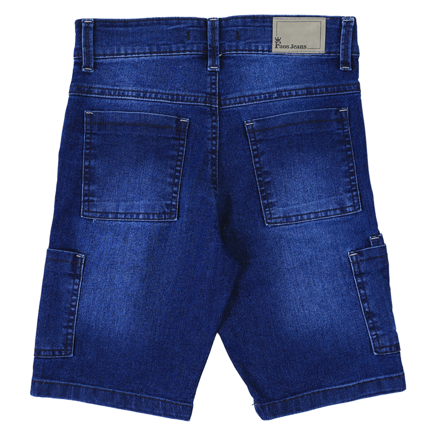 Bermuda Jeans Juvenil Faos Used Com Bolso Cargo