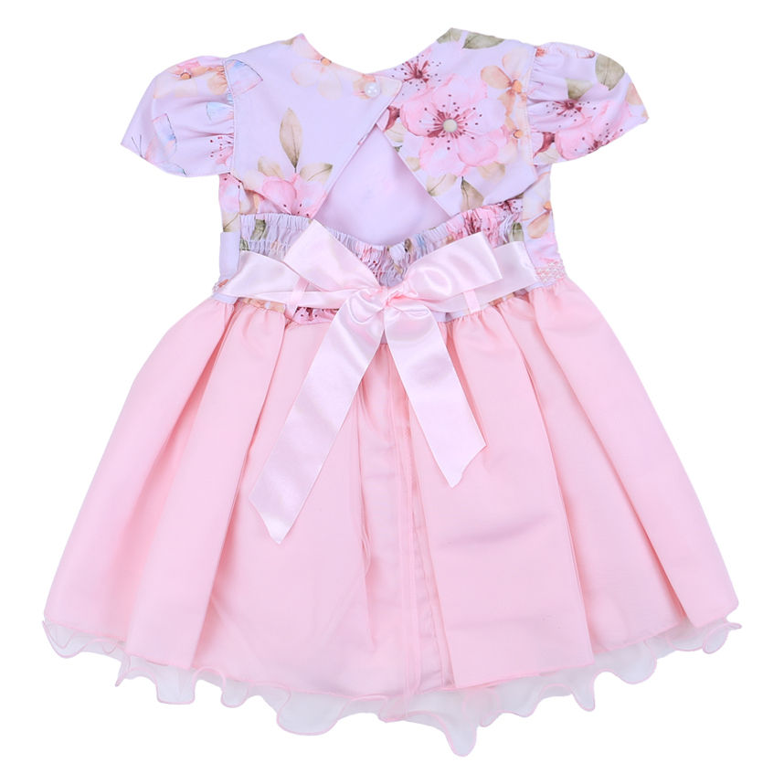 Vestido Infantil Planeta Rosa Pala Flor Aplique Borboletas
