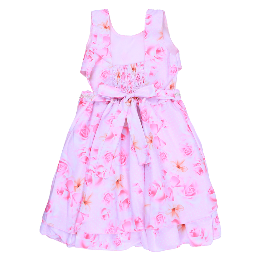 Vestido Infantil Planeta Rosa Estampa Poá Floral Vestido Infantil Planeta Rosa Estampa Poá Floral