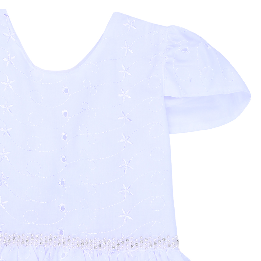 Vestido Infantil Planeta Rosa Cinto Pérola