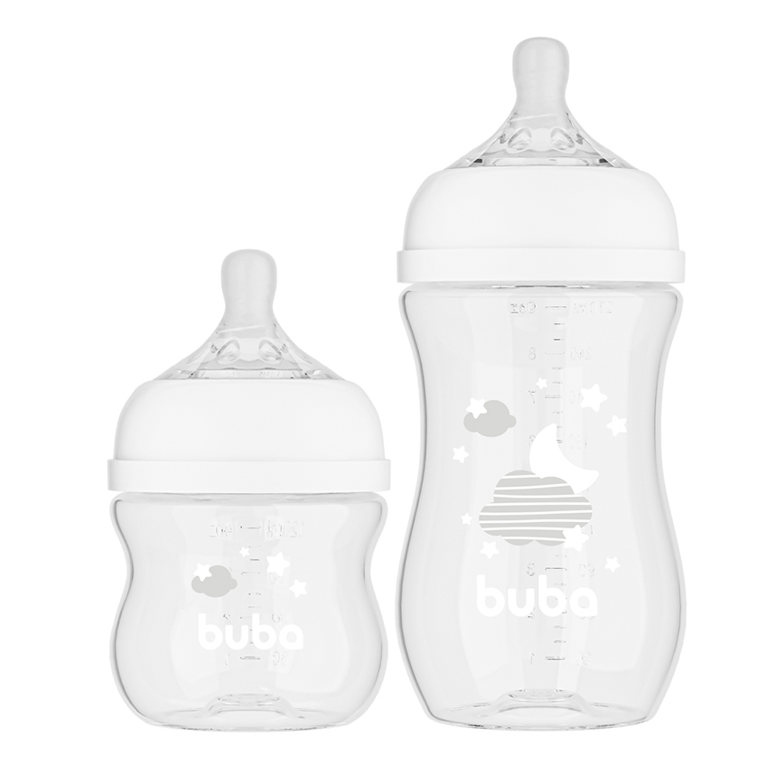 Kit Mamadeira Buba Easy Flow Anticólica Nuvem Branco