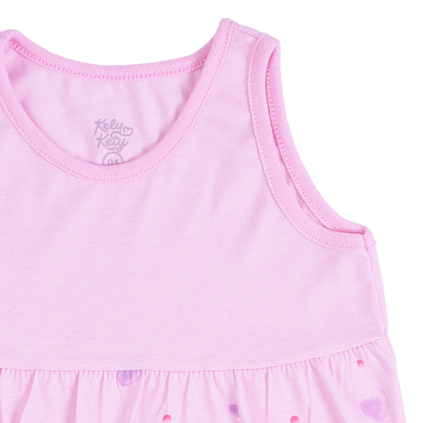 Vestido Infantil Kely Kety Cavado Meia Malha Estampa Ursinha