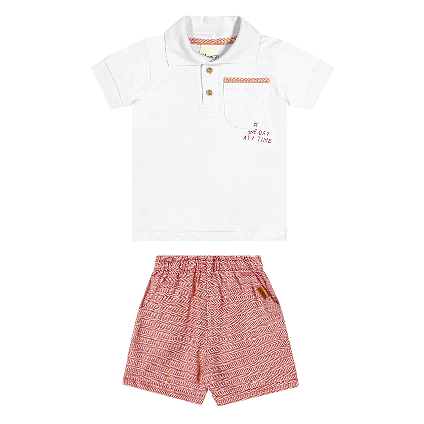 Conjunto Infantil Angerô Camiseta Polo Meia Malha E Bermuda Conjunto Infantil Angerô Camiseta Polo Meia Malha E Bermuda