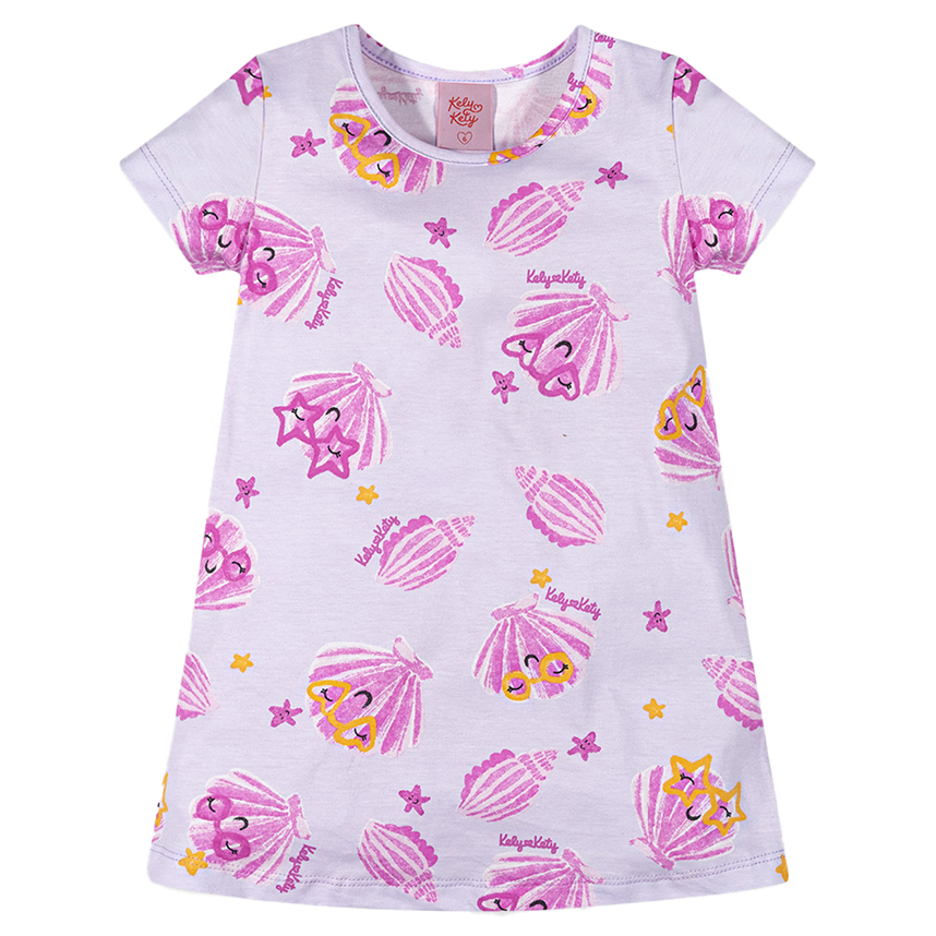 Vestido Infantil Kely Kety Estampado Em Meia Malha